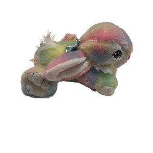 MTY International Pink Tie Dye Bunny Rabbit Plush Stuffed Animal Laying Down 7"